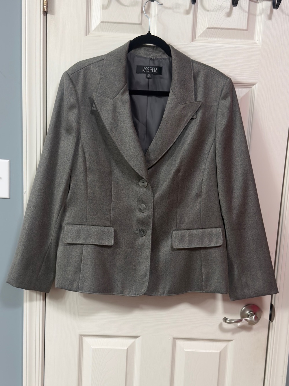 Kasper Metallic Gray Three-Button Blazer
